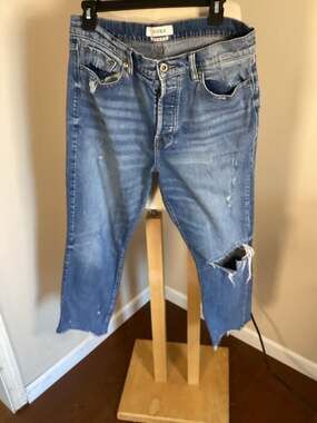Pistola Denim Distressed Straight Leg Cropped Jeans Size 30